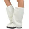 Stivali Biker Donna in Pelle Offwhite con Ghetta Punta Quadrata
