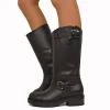 Stivali Biker Donna in Pelle Neri Made in Italy