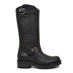 Stivali Biker Donna in Pelle Neri Made in Italy