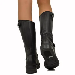 Stivali Biker Donna in Pelle Neri Made in Italy