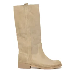 Stivali Camperos Donna Beige in Pelle Scamosciata