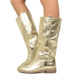 Stivali Camperos Donna in Pelle Laminata color Platino