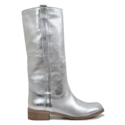 Stivali Camperos Donna in Pelle Laminata color Argento