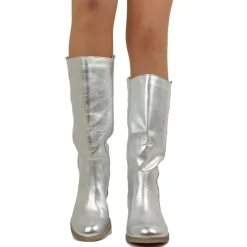 Stivali Camperos Donna in Pelle Laminata color Argento