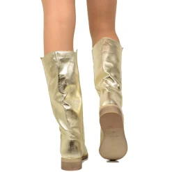 Stivali Camperos Donna in Pelle Laminata color Platino