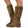 Stivali Camperos Donna Taupe in Pelle Scamosciata