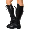 Stivali con Zip e Lacci Neri Made in Italy