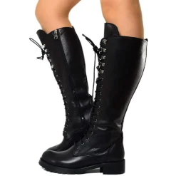 Stivali con Zip e Lacci Neri Made in Italy