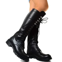 Stivali con Zip e Lacci Neri Made in Italy