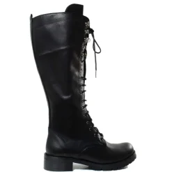 Stivali con Zip e Lacci Neri Made in Italy