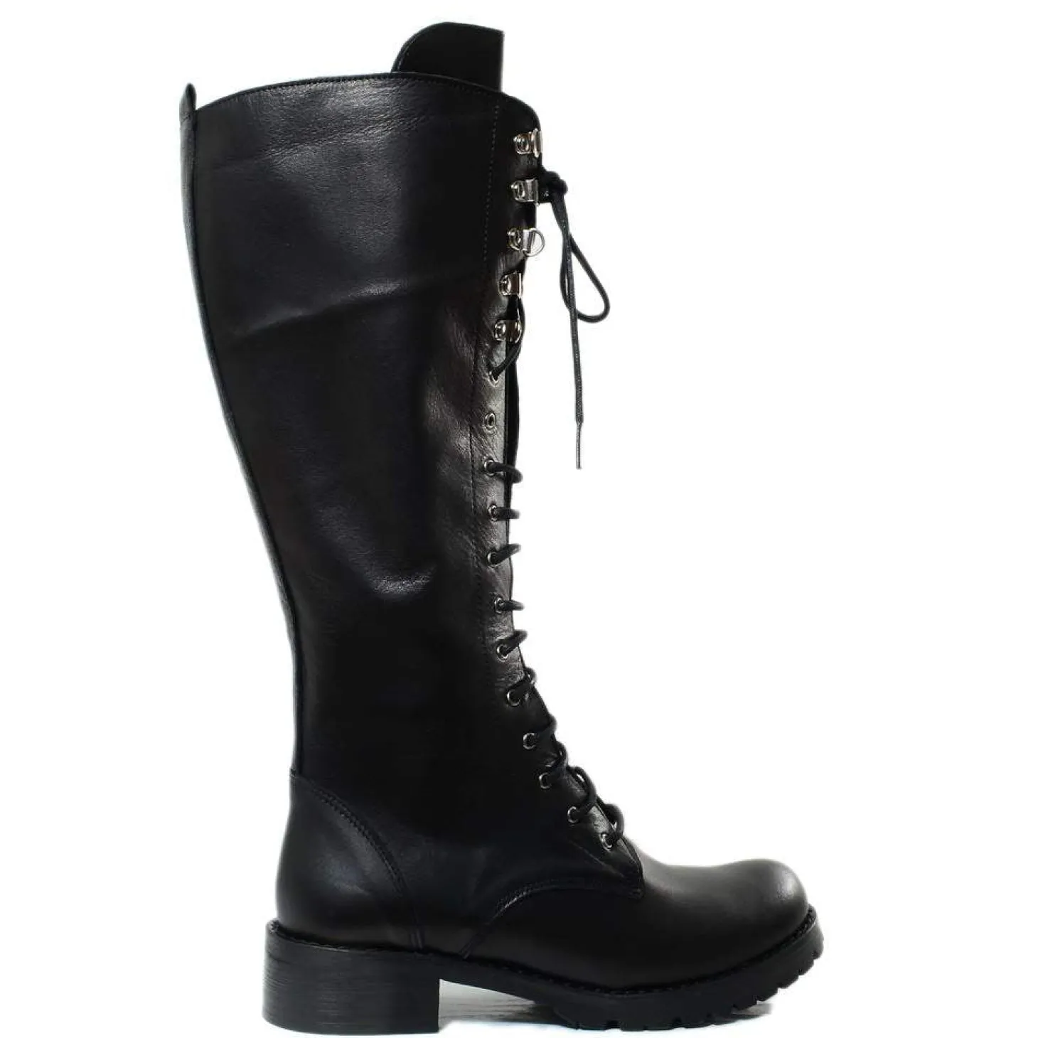 Stivali con Zip e Lacci Neri Made in Italy