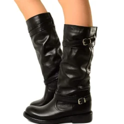 Stivali Donna Alti in Pelle Nera