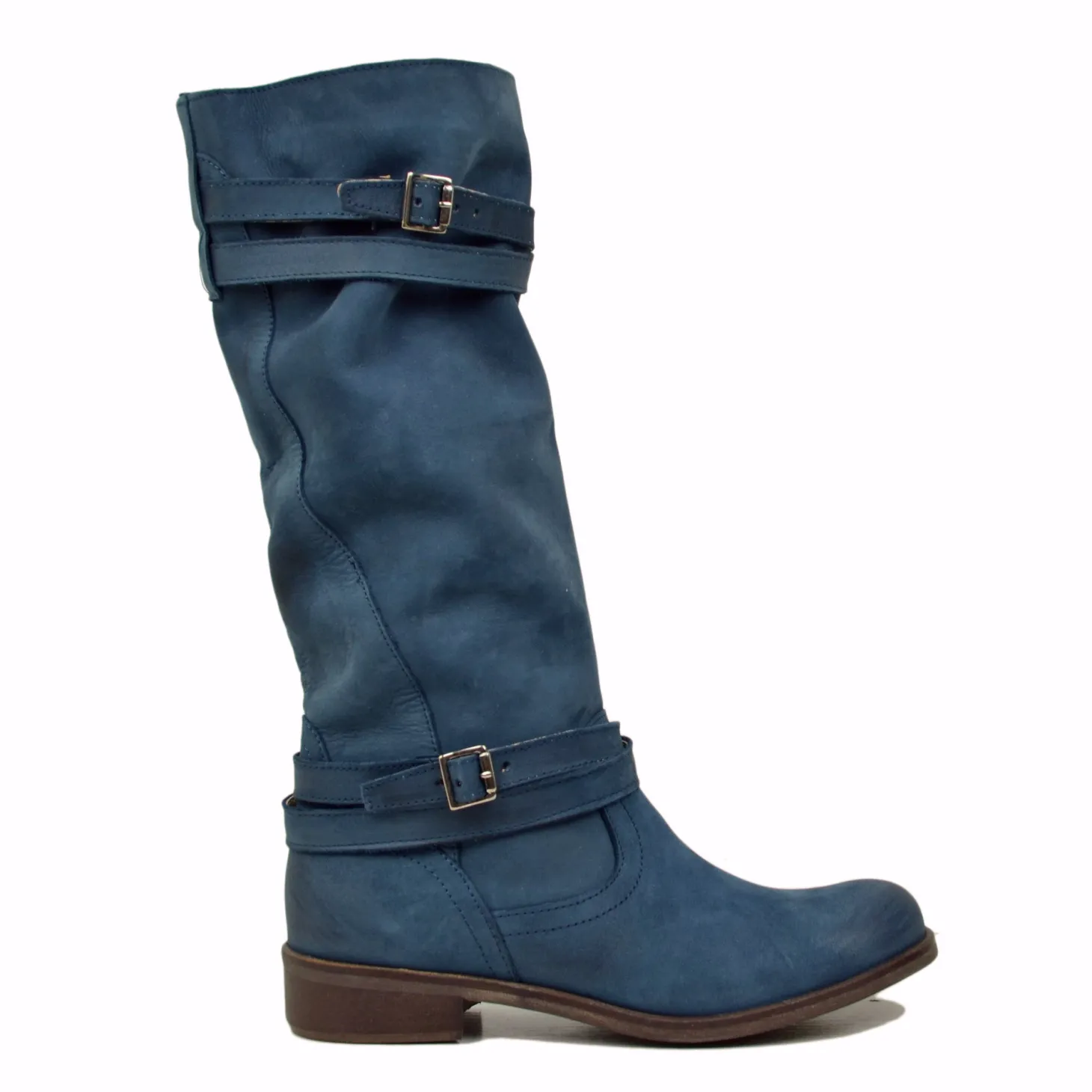 Stivali Donna Alti in Pelle Nabuk Avio Made in Italy