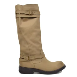 Stivali Donna Alti Pelle Nabuk Taupe
