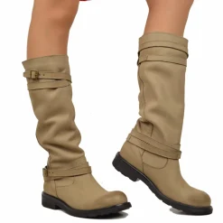 Stivali Donna Alti Pelle Nabuk Taupe