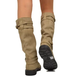 Stivali Donna Alti Pelle Nabuk Taupe