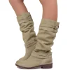 Stivali Donna Biker Estivi in Pelle Nabuk Taupe Made in Italy