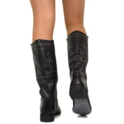 Stivali Donna Camperos Classici Cuciture anni 80 in Pelle Nera