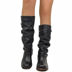 Stivali Donna Estivi Neri in Pelle Nabuk Zigrinati Made in Italy