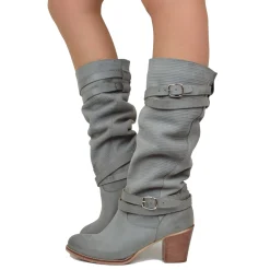 Stivali Donna in Pelle Nabuk Zigrinata Grigio Made in Italy
