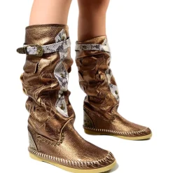 Stivali Indianini Donna Bronzo e Pitone Made in Italy