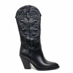 Stivali Texani Donna Artigianali in Pelle Neri Made in Italy