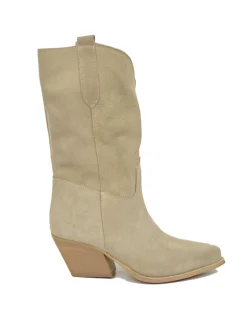 Suede Cowboy Boots – Soft & Unlined, Lightweight Beige