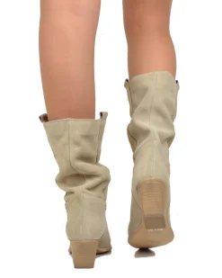 Suede Cowboy Boots – Soft & Unlined, Lightweight Beige