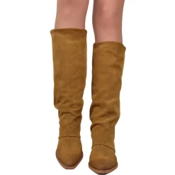 Suede Gaiter Texan Boots with Leather Heel
