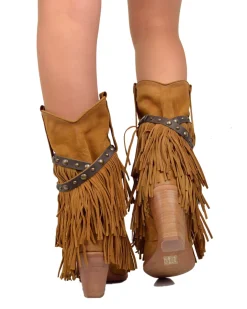 Suede Leather Fringed Cowboy Boots – Wild West Style