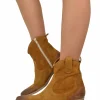 Suede Leather Texan Boots – Cognac, 5 cm Heel & Zip