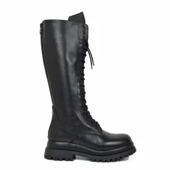 Super High Lace-Up Amphibians with Back Zip GENUINE LEATHER 17 Eyelets