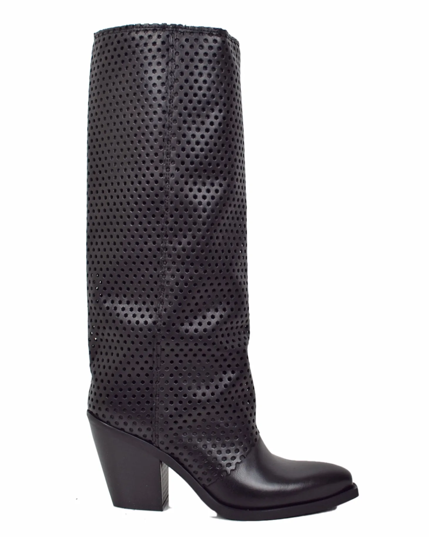 Tall Perforated Cowboy Boots – Summer Edition, Genuine Leather, Leathe