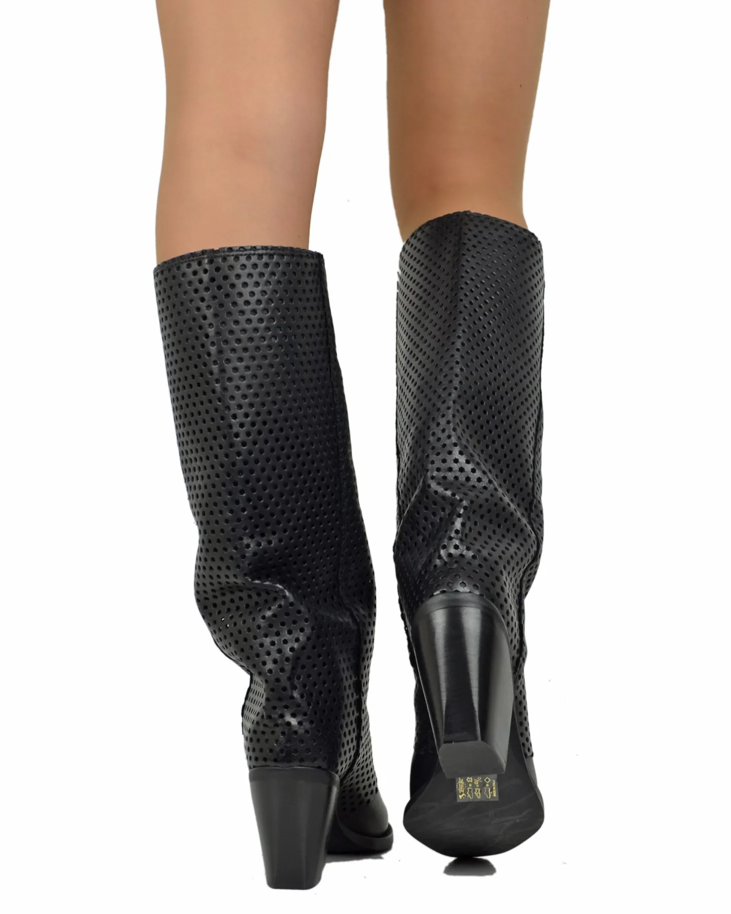 Tall Perforated Cowboy Boots – Summer Edition, Genuine Leather, Leathe