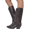 Texan Boots Bordeaux Red Warm Embroidered Domed Shaft Genuine Leather
