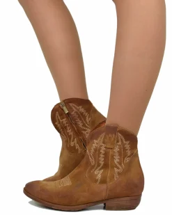 Texan Boots with Rubber Sole, Suede, and Embroidery