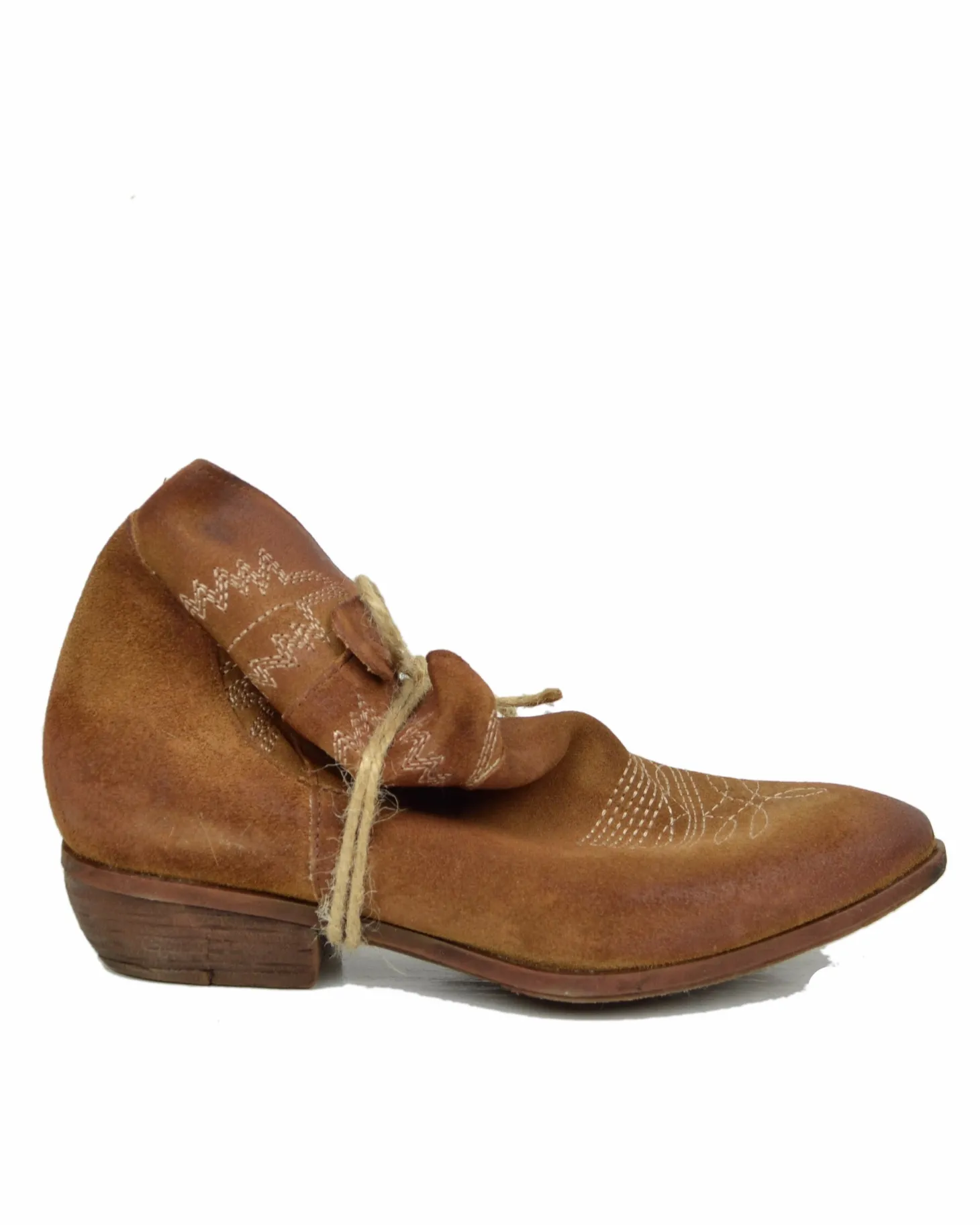 Texan Boots with Rubber Sole, Suede, and Embroidery