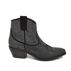 Texanini Tempestati di Strass con Stella Zip Laterale Neri