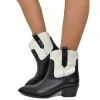 Two-Tone Cowboy Boots Black and Off-White, Ankle Boots