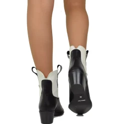Two-Tone Cowboy Boots Black and Off-White, Ankle Boots