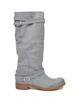 Vintage Grey Nubuck Leather Boots – Made in Italy