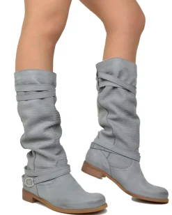 Vintage Grey Nubuck Leather Boots – Made in Italy
