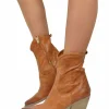 Vintage Leather Summer Ankle Boots – 9 cm Heel, Lightweight, Cognac