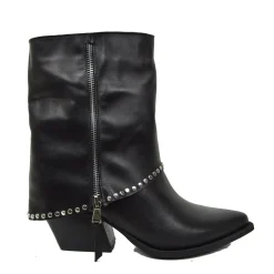 Western Boots with Studded Gaiter, Ankle Zip, Genuine Leather, Handcra