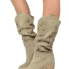 Wide Shaft Perforated Suede Boots – Floral Laser Cut, Beige