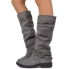 Women's High Boots in Gray Nubuck Leather