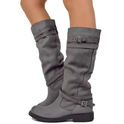 Women's High Boots in Gray Nubuck Leather