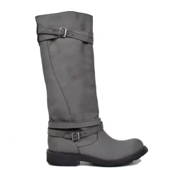 Women's High Boots in Gray Nubuck Leather