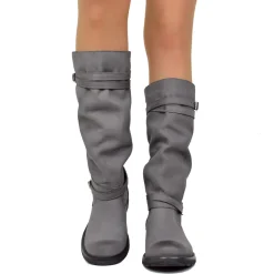 Women's High Boots in Gray Nubuck Leather