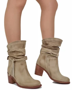 Women's Leather Ankle Boots – Vintage Gradient Effect – Made in Italy